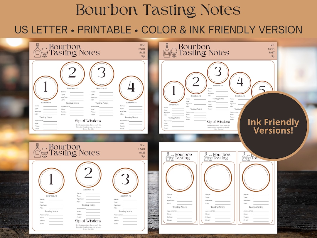 Bourbon Tasting Mat Printable PDF for Bourbon Lovers Rate Bourbons for ...