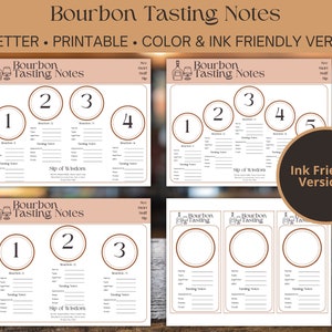 Bourbon-proefmat - afdrukbare scorekaart voor bourbonliefhebbers - verschillende bourbonvluchten beoordelen en beoordelen - blinde smaaktest - whiskyproeverij