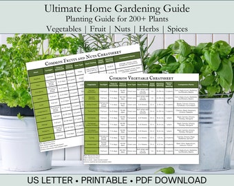 Ultieme gids voor thuistuinieren: 200+ planten - plantinformatie, metgezellen - fruit, groenten, kruiden, bloemen - Instant PDF!