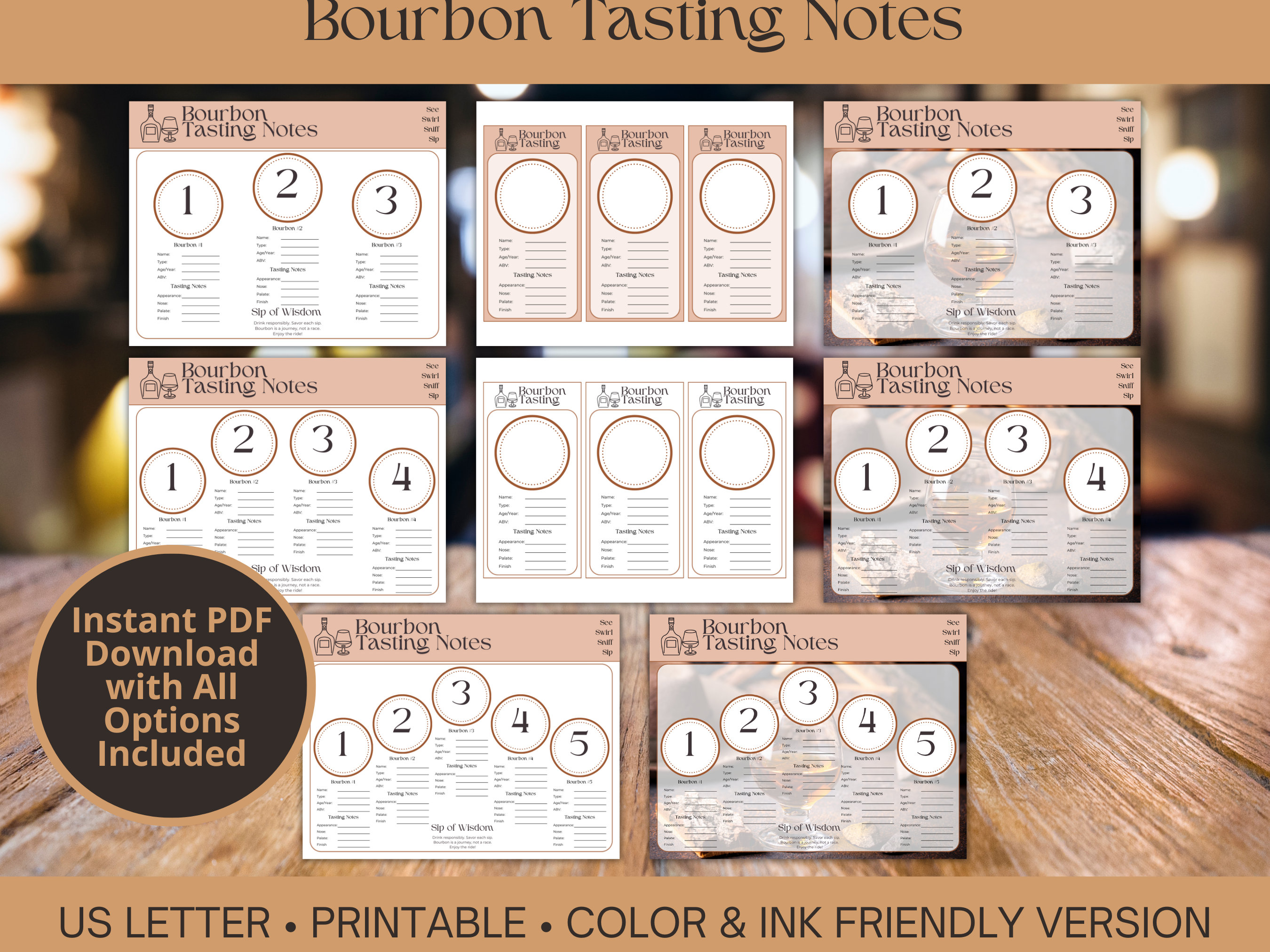 Bourbon Tasting Mat Printable PDF for Bourbon Lovers Rate Bourbons for ...