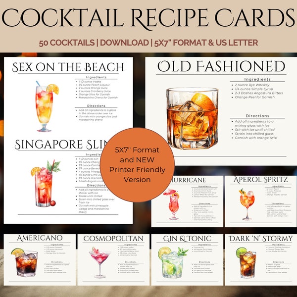 Essential Cocktail Recipes.pdf Cocktail Recipes - Etsy