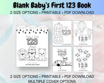 123 Babyparty Malbuch - leere Ausmalseiten - Babyparty Spiel und Andenken! Verwendet US Letter Papier - Sofort PDF Download