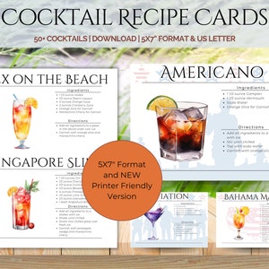 Schede di ricette di cocktail per aspiranti barman - Patriottico - Foglio informativo per bevande classiche - PDF e PNG stampabili
