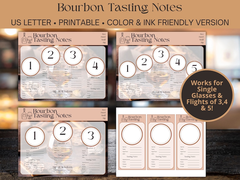 Bourbon Tasting Mat Printable PDF for Bourbon Lovers Rate Bourbons for ...