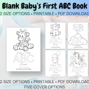 Libro para colorear con el alfabeto en blanco para baby shower: páginas para colorear con el alfabeto: ¡juego y recuerdo para baby shower! Usa papel tamaño carta de EE. UU.: descarga instantánea en PDF
