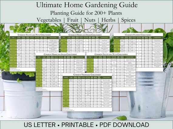 Ultimate Home Gardening Guide: 200+ Plants - Planting Info, Companions - Fruit, Veggies, Herbs, Flowers - Instant PDF!