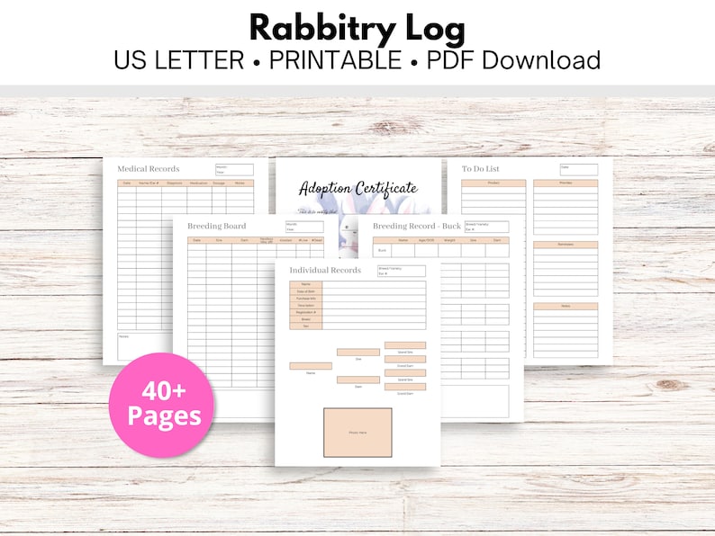 Rabbitry Log and Planner - 40+ Pages - Dated and Undated Calendar ...