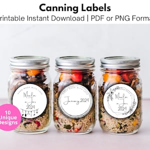 Artisanal Affection: Printable Canning Labels for Your Garden-to-Table Creations - PDF & PNG Formats - Ideal for Jar Gifts! Instant Download