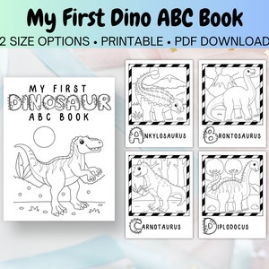 ABC Baby Shower Coloring Book - Dinosaur Alphabet Coloring Pages - Baby Shower Game and Keepsake! US Letter Paper - Instant PDF Download