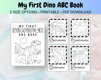 ABC Baby Shower Coloring Book - Dinosaur Alphabet Coloring Pages - Baby Shower Game and Keepsake! US Letter Paper - Instant PDF Download