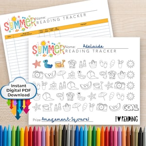 Registro de lectura para niños / Registro de lectura imprimible / Tabla de retos de lectura de verano / Planificador para educación en casa y estudiantes / Descarga instantánea