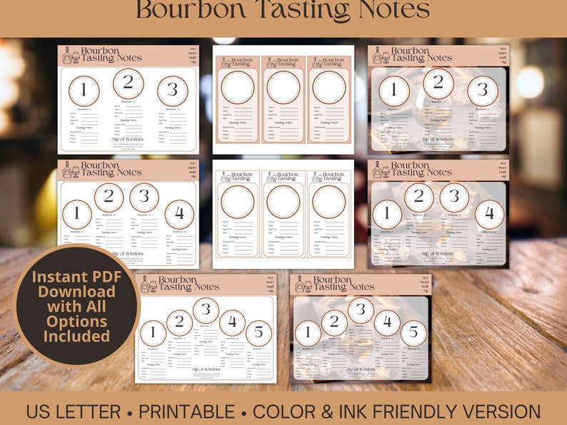 Tasting Mat Bundle - Instant Printable PDF - Rate Cards for Different ...