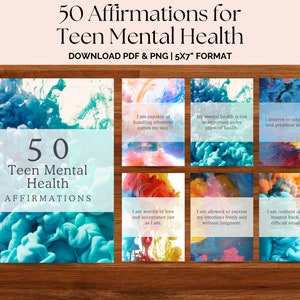 Afirmaciones para adolescentes: 50 tarjetas imprimibles de habilidades de afrontamiento de mantras, empoderamiento y autoestima para adolescentes - CBT