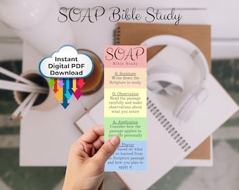 SOAP Bible Study Printable Bookmark - Bible Verse Digital, Christian Devotional Tool for Spiritual Growth & Daily Scripture