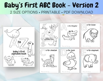 ABC Baby Shower Malbuch, Alphabet Seiten, lustige druckbare Aktivität für Kinder, Geschenkidee digitaler Download