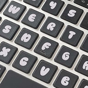 Pegatinas de teclado para computadora portátil MacBook (letras de tipografía de burbujas)