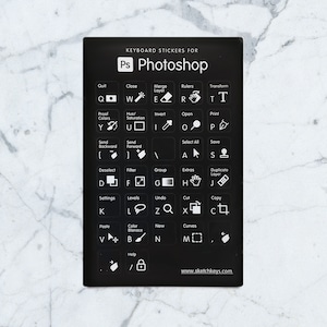 Photoshop Keyboard Stickers with Shortcuts and Hotkeys Gift for Graphic Designers Black