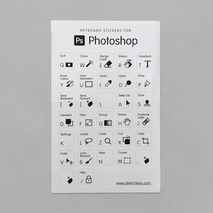 Photoshop Keyboard Stickers with Shortcuts and Hotkeys Gift for Graphic Designers White