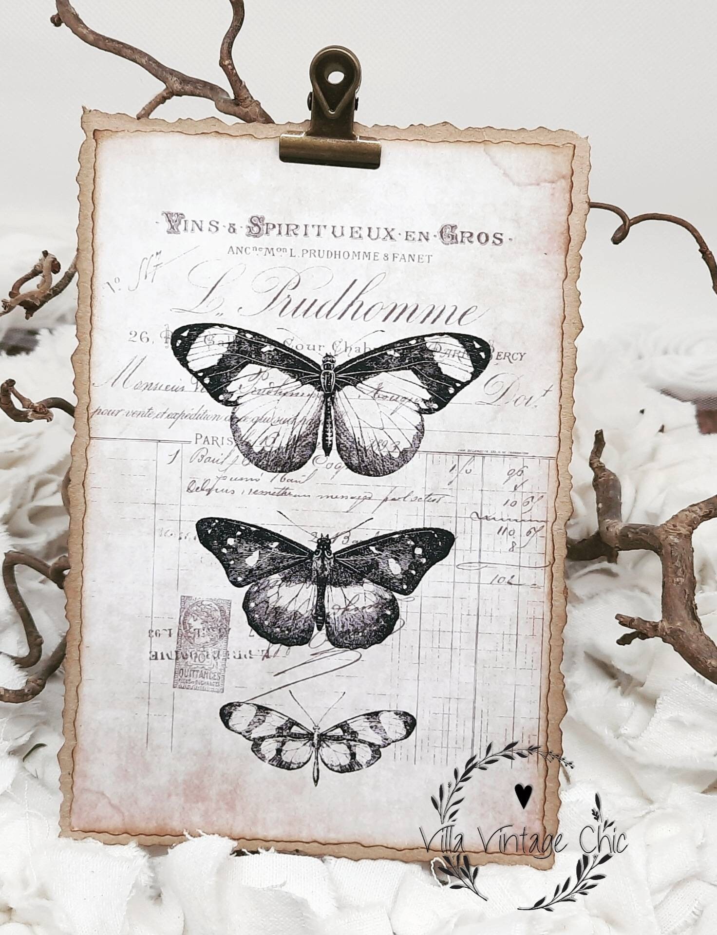 Deko Karte shabby chic vintage brokante Butterflys | Etsy