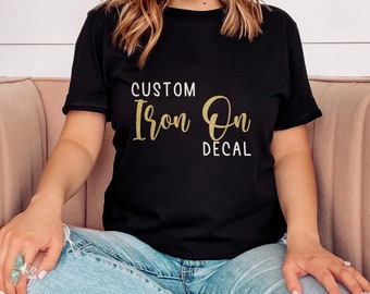 Custom Iron On Transfers For T-Shirts Name DECAL ONLY Glitter Vinyl Text All Occasions Hen Party Bride Birthday DIY Gift