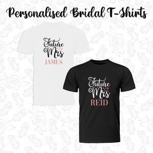 Future Mrs Personalised T-Shirt Engagement Bridal Bride to Be Wedding Glitter
