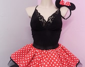 Ladies Minnie Mouse Tutu Skirt Red White Polka Dots 80 Fancy Dress Hen Party Girls Book Week