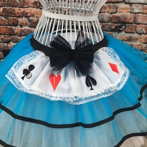 Neon Blue Tutu Skirt Alice Dress Hen Party Book Week Costume, Party Accessories WITH WHITE NET