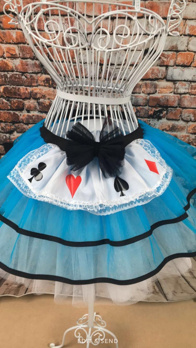 Neon Blue Tutu Skirt Alice Dress Hen Party Book Week Costume, Party Accessories WITH WHITE NET