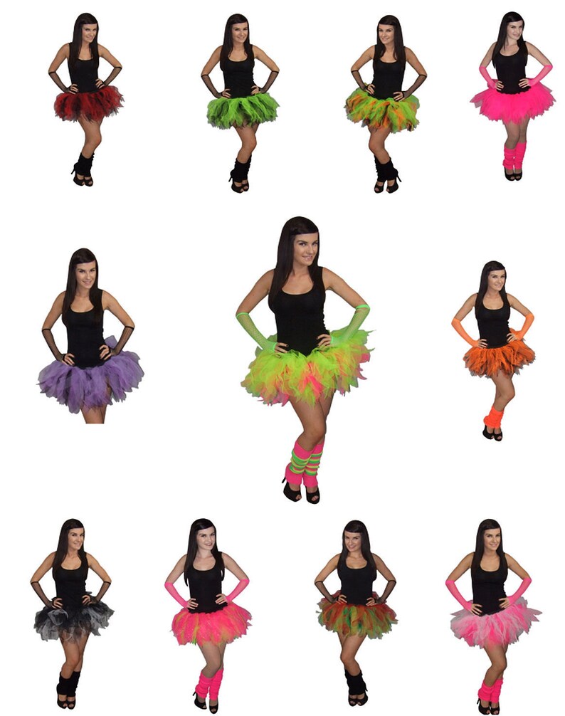 New Rave Women/'s 80s Outfit Accessories Neon Earrings Leg Warmers Gloves No Tax