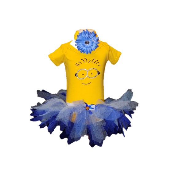 Baby Girl Toddler Minion Costume Sparkle TShirt & Tutu Set Etsy