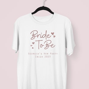 Hen Party T-Shirts Team Bride Custom Rose Gold Silver Bridal Themed Event Personalised
