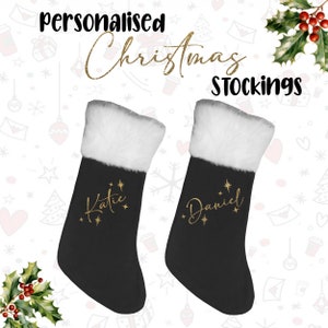 Personalised Christmas Stocking Luxury Custom Printed Xmas Festive Deluxe Gift Black