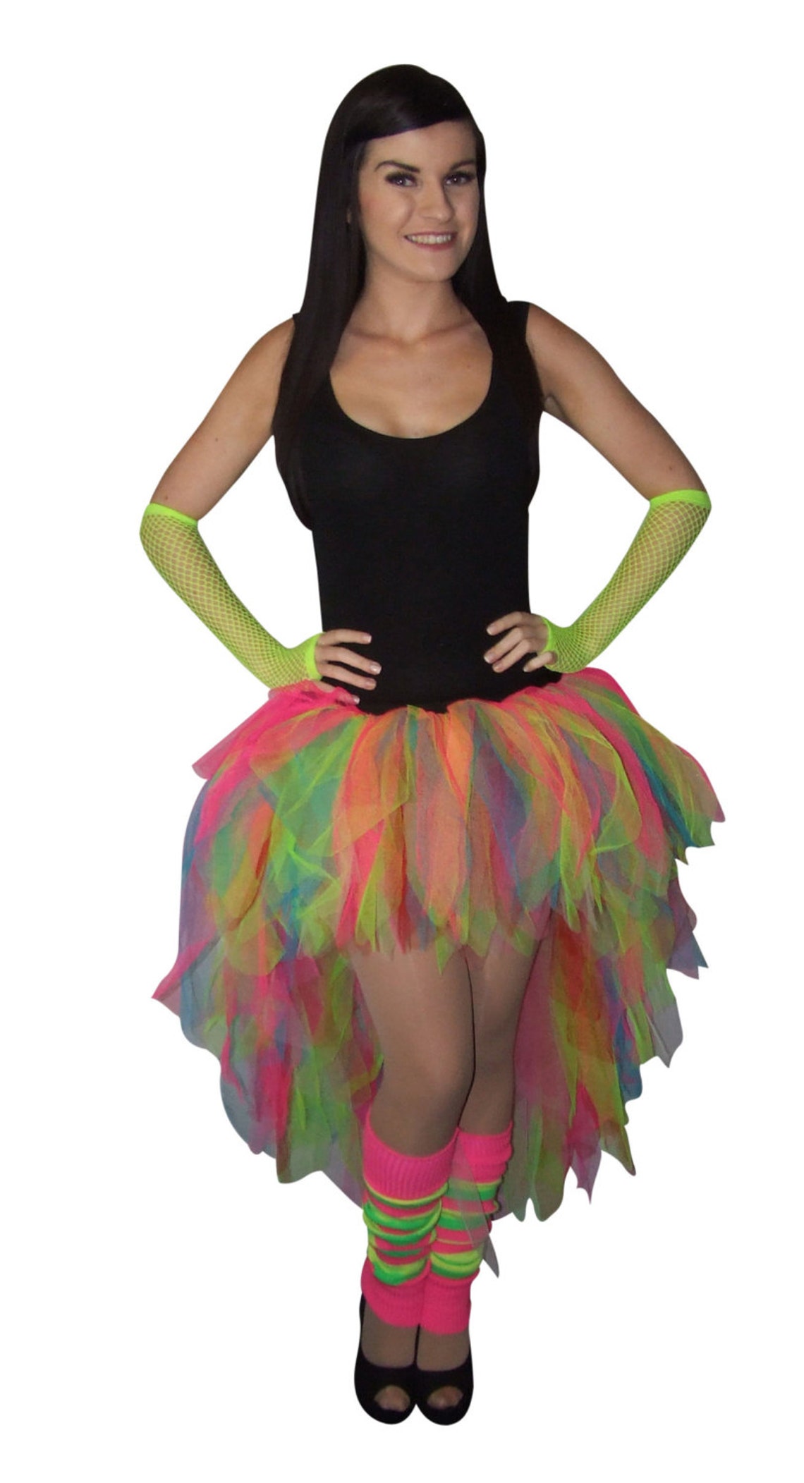 Yellow Tutu with Necklace Legwarmers and Fishnet Gloves main image 0