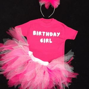 Birthday Girl Tee Shirt Tutu Skirt Glow In The Dark Top T-Shirt Baby Grow Toddler Babies Party Costume