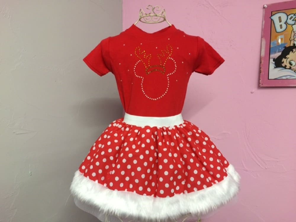 Red Minnie Mouse Baby Grow Polka Dot Tutu Skirt 80s fancy dress Costume Set Kids