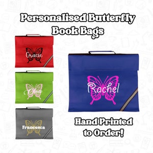 Cartable personnalisé papillon, fournitures scolaires personnalisées, nom des enfants imprimé sur commande