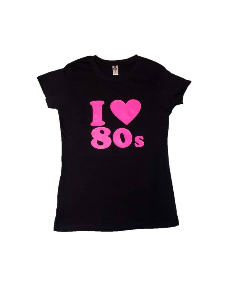 I Love 80s Pink Lilac Purple Tutu Skirt 80'S PINK Fancy Dress T Shirt Set Hen Party Beads Glow image 4