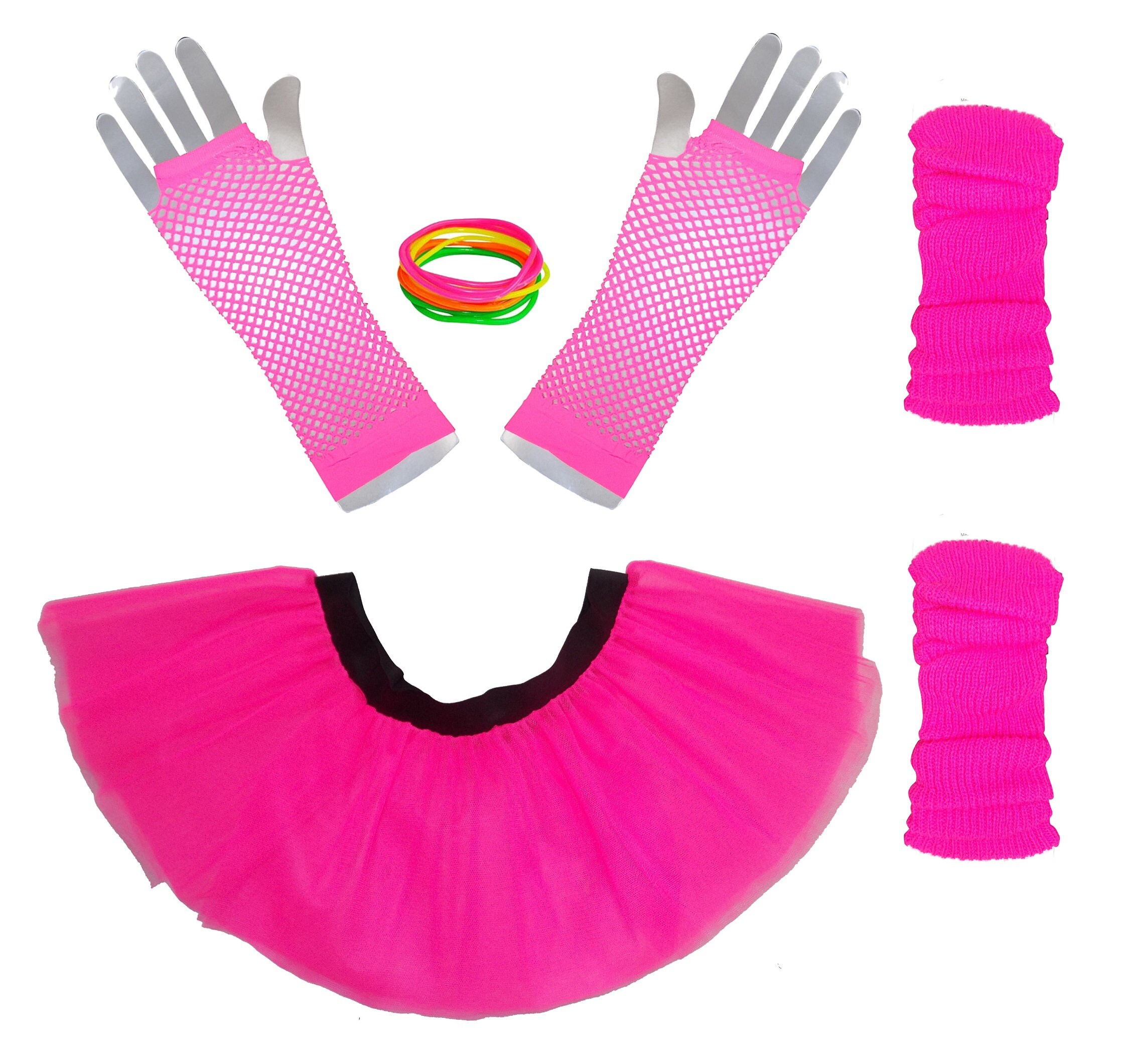 21 Accesorios De Los Años 80 En Rosa Neón – Guantes, Calentadores, Collares Y Pulseras Que Brillan En La Oscuridad