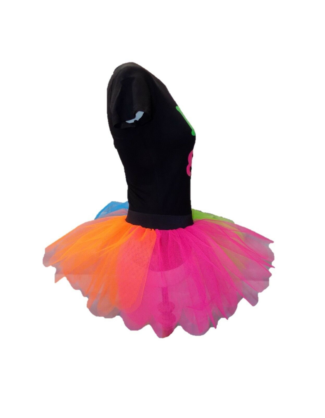 Neon Tutu Skirt With Glow Stick Accessories, T-shirt Set, Leg Warmers Gloves,  Beaded Necklace, Hen Party Outfit 80s Fun 