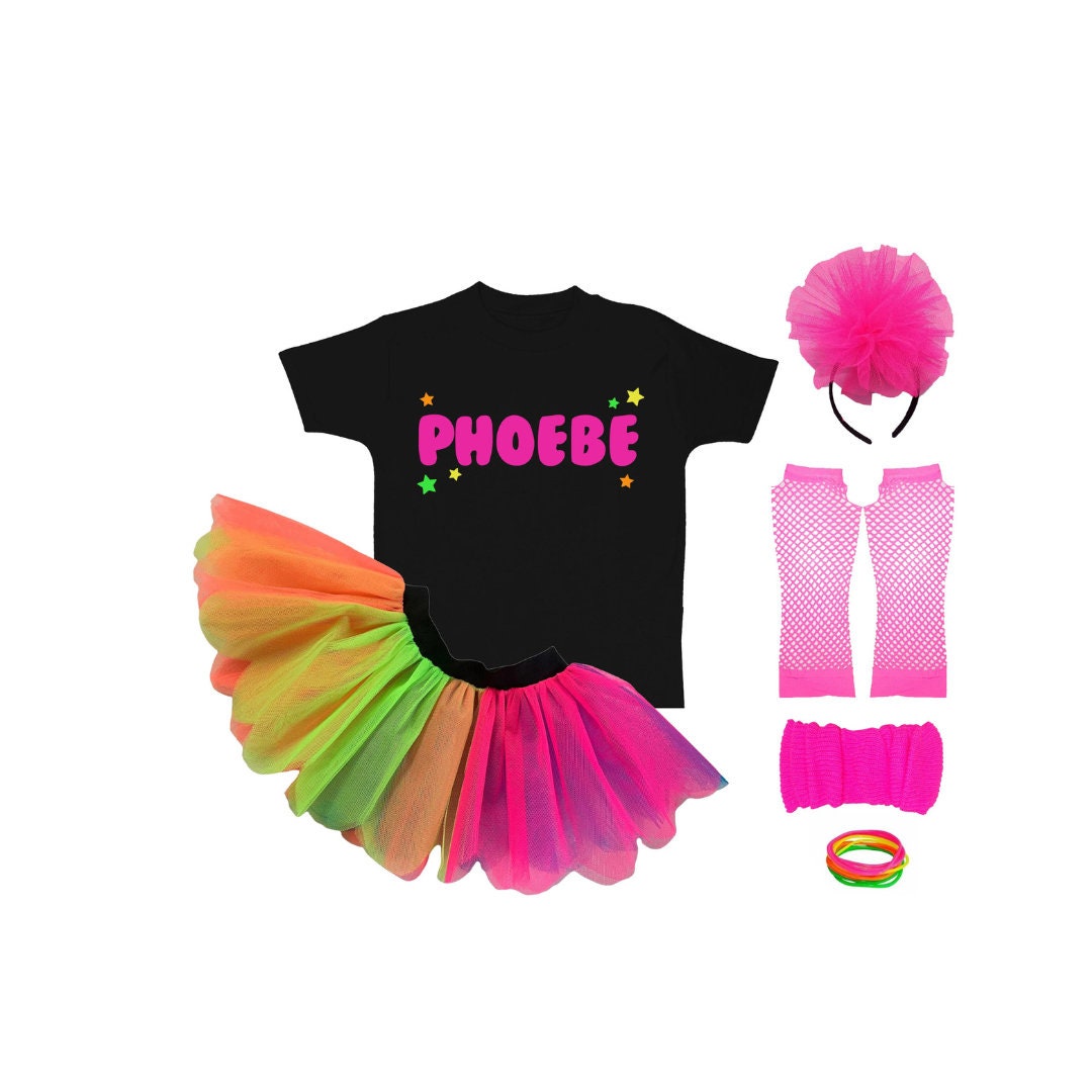 80 s Fancy Dress Kids Set Personalised Birthday Costume Neon Party Tutu Handmade Custom Your Text Here Baby Toddler Kid All Sizes Length Etsy Canada