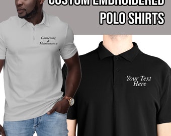 Personalised Embroidered Polo shirt Your Text Here Uniform Work Wear T-Shirt UK