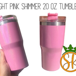 Sublimation 20 ounce | Shimmer | Holographic | Stainless-Steel Tumbler | Screw on Lid | Sublimation Blanks | Gloss Finish | No Handle Light Pink Shimmer