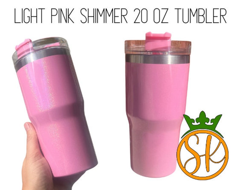 Sublimation 20 ounce | Shimmer | Holographic | Stainless-Steel Tumbler | Screw on Lid | Sublimation Blanks | Gloss Finish | No Handle Light Pink Shimmer