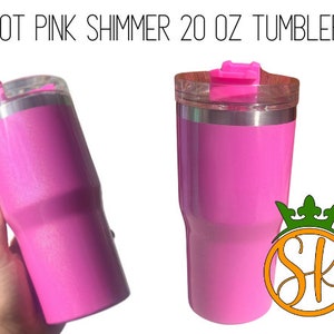 Sublimation 20 ounce | Shimmer | Holographic | Stainless-Steel Tumbler | Screw on Lid | Sublimation Blanks | Gloss Finish | No Handle Hot Pink Shimmer