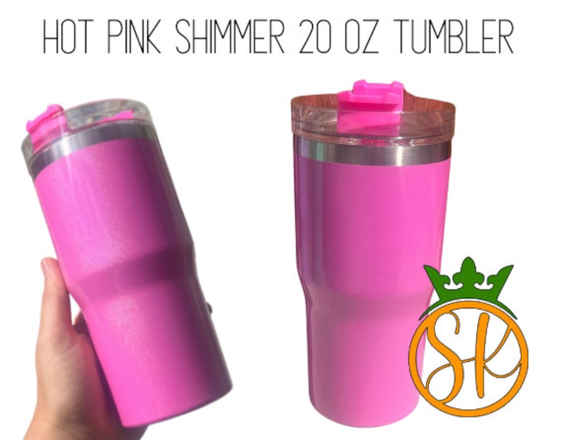 Sublimation 20 ounce | Shimmer | Holographic | Stainless-Steel Tumbler | Screw on Lid | Sublimation Blanks | Gloss Finish | No Handle Hot Pink Shimmer