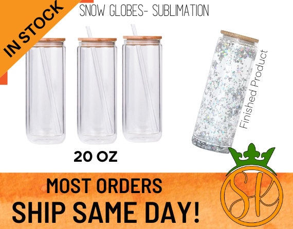 20 ounce Sublimation Glass Can - Snow Globe