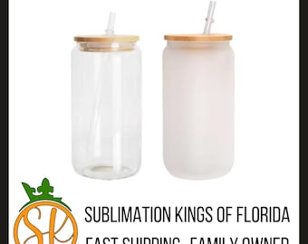 16oz Beer Glass Can - Sublimation | Clear Glass | Frosted Glass