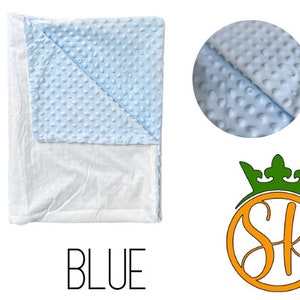 Plush Minky Baby Blankets | Sublimation Blanks | Pink, Blue, White | Baby Shower Gift | Sublimation Kings | White Backing | 100% Polyester Blue Blanket