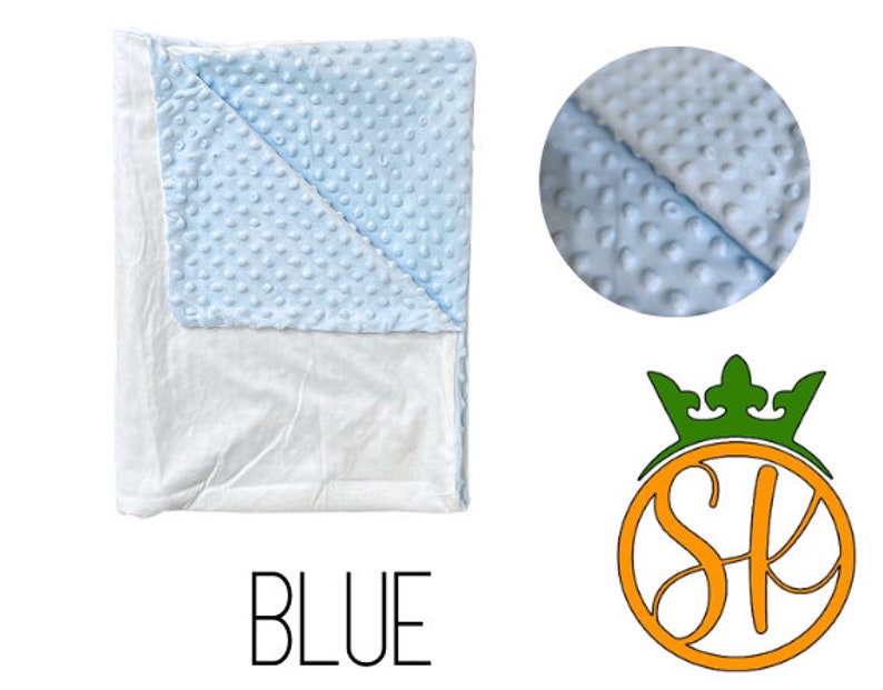 Plush Minky Baby Blankets | Sublimation Blanks | Pink, Blue, White | Baby Shower Gift | Sublimation Kings | White Backing | 100% Polyester Blue Blanket