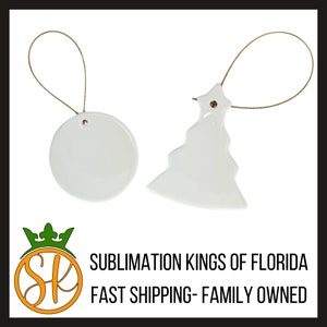 5 Pack Sublimation Ceramic Christmas Ornaments| Blank Sublimation Round and Christmas Tree Ornaments | Christmas DIY Gifts